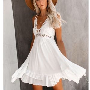 Embroidered white slip dress flowy beach vacation